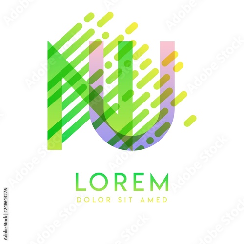 NU logo with the theme of galaxy speed and style that is suitable for creative and business industries. UN Letter Logo design for all webpage media and mobile, simple, modern and colorful.