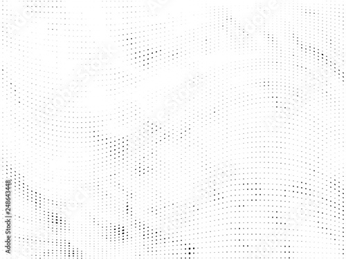 Halftone gradient pattern. Abstract halftone dots background. Monochrome dots pattern. Grunge wave texture. Pop Art Comic small dots. Radial twisted dots. Design for presentation, report, flyer, cover