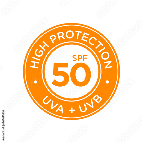UV, sun protection, High SPF 50 vector icon on white background