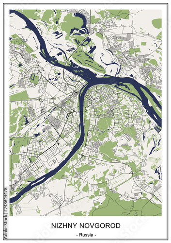 map of the city of Nizhny Novgorod, Russia
