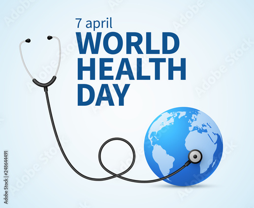 Health day. Wellness, health protection and global medicine healthcare vector poster. Illustration of world health day, international event