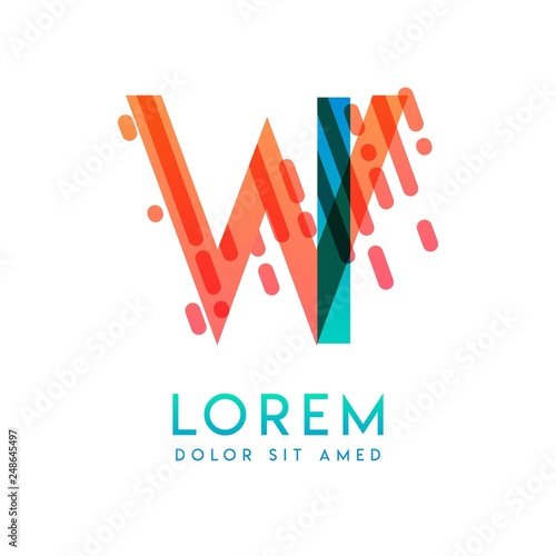 WI logo with the theme of galaxy speed and style that is suitable for creative and business industries. IW Letter Logo design for all webpage media and mobile, simple, modern and colorful.