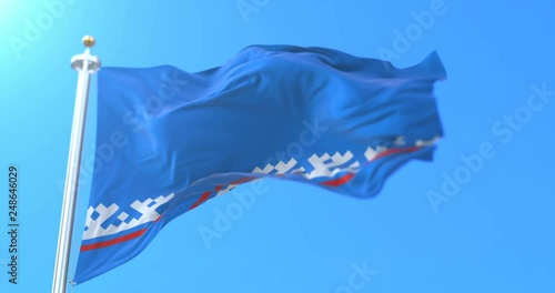 Yamalo-Nenets Autonomous Okrug flag, Russia. Loop photo