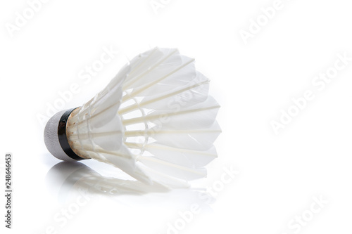 White Feather Shuttlecocks Badminton isolated on white background