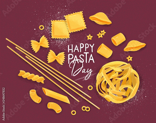 Happy pasta day poster crimson