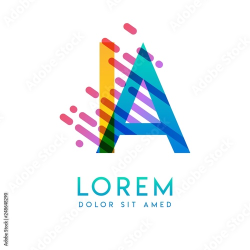 IA logo with the theme of galaxy speed and style that is suitable for creative and business industries. AI Letter Logo design for all webpage media and mobile, simple, modern and colorful.