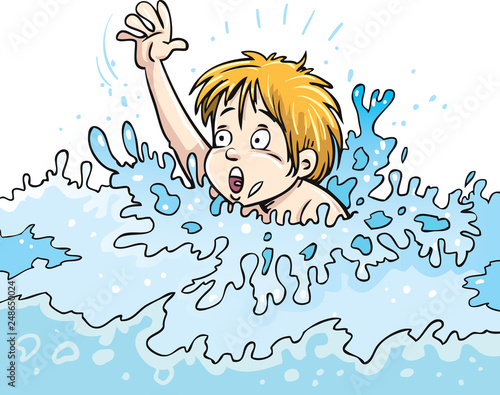 young boy drowning in water