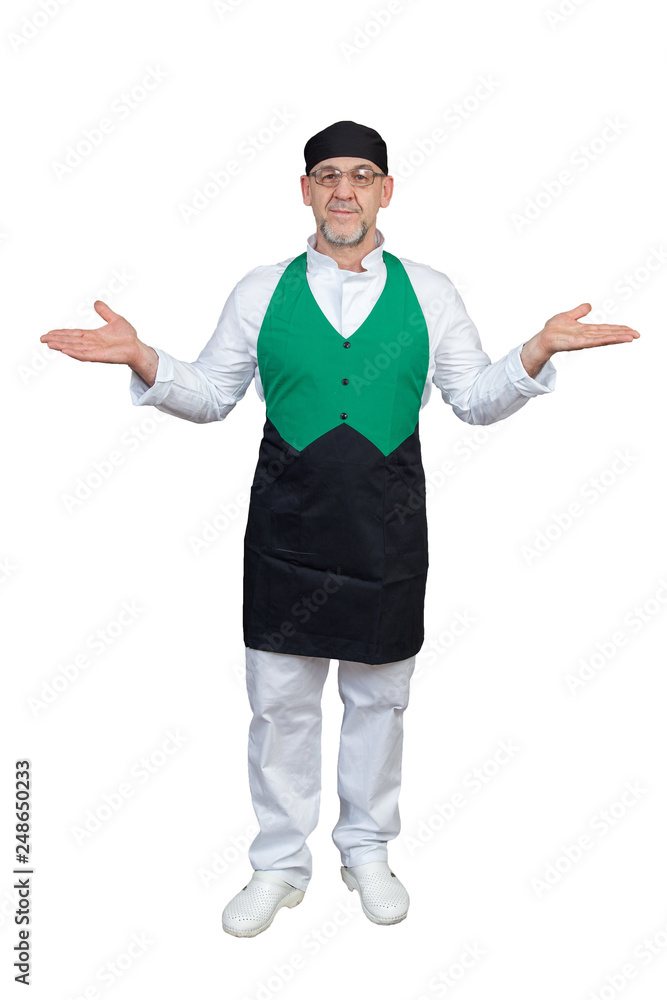 Elderly chef on white background isolated Elderly chef on white background isolated