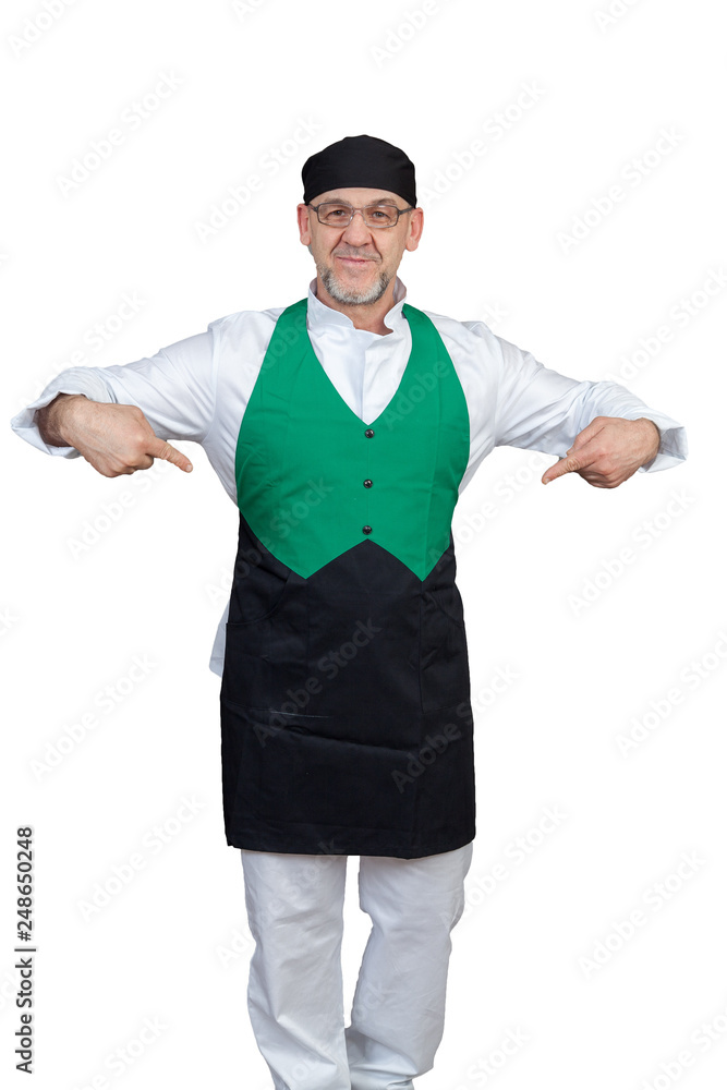 Elderly chef on white background isolated Elderly chef on white background isolated