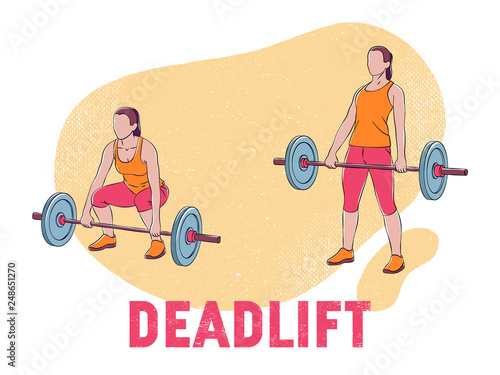  olorful illustration of a woman who is doing deadlift