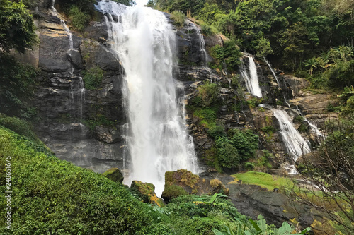wachirathan waterfall at doi inthanon  Chiangmai Thailand - Beautiful waterfall landscape.