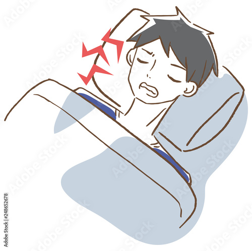 歯ぎしりする男性 イラスト