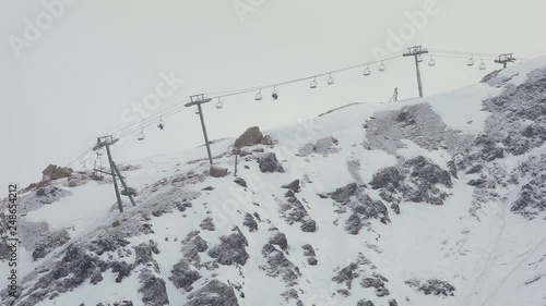 Skiing slopes from the top photo