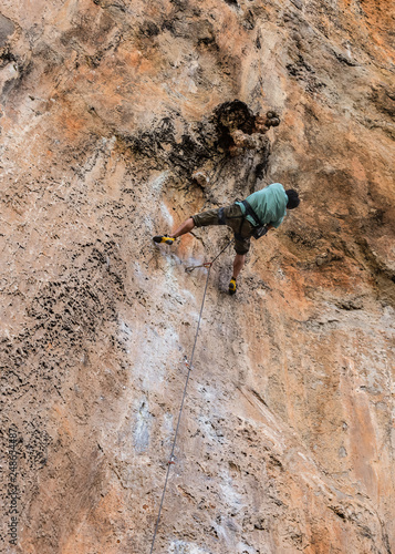 Climbing sports are very popular for tourists on Railay Island  Krabi Thailand