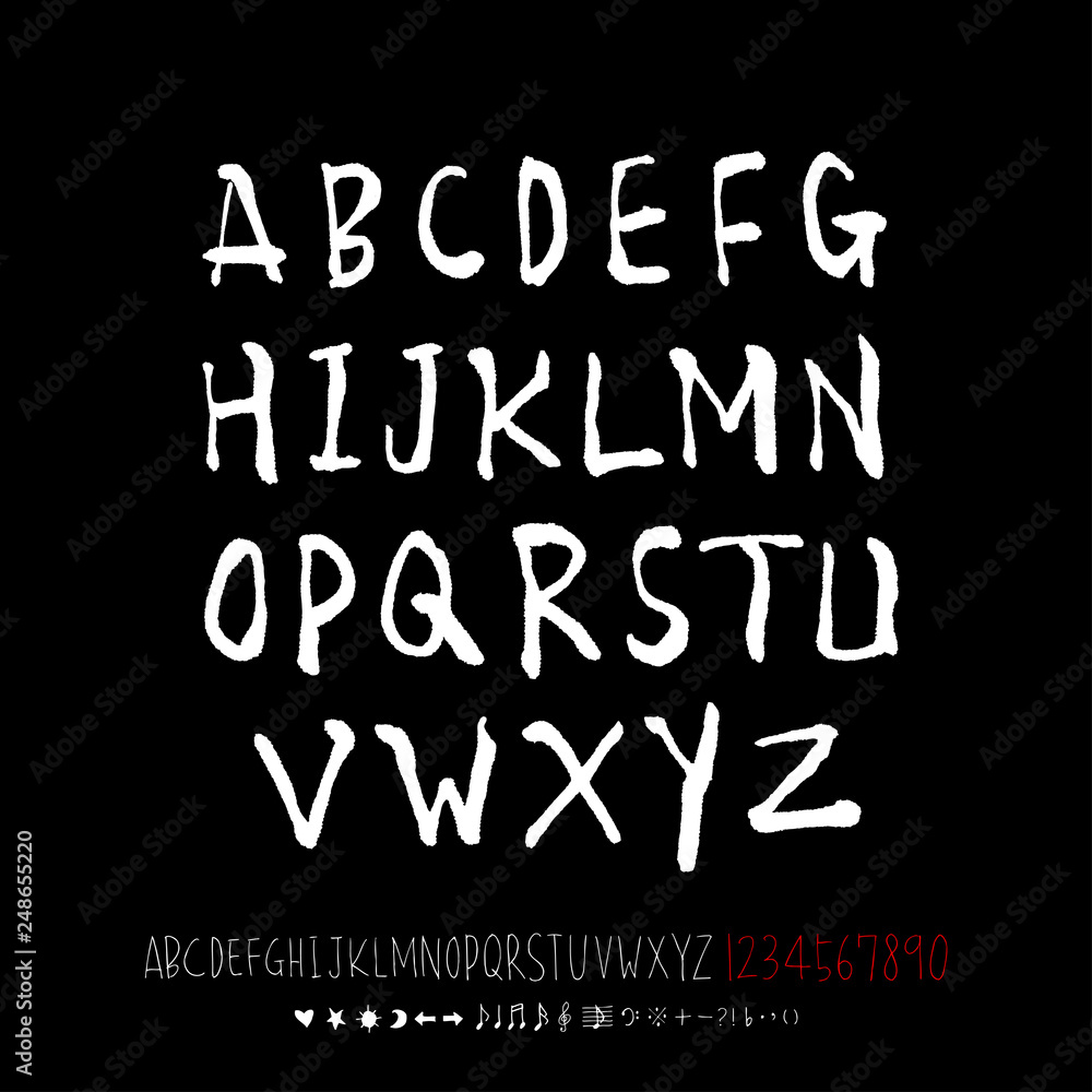 Obraz premium 벡터 문자 / 손으로 쓴 글씨체