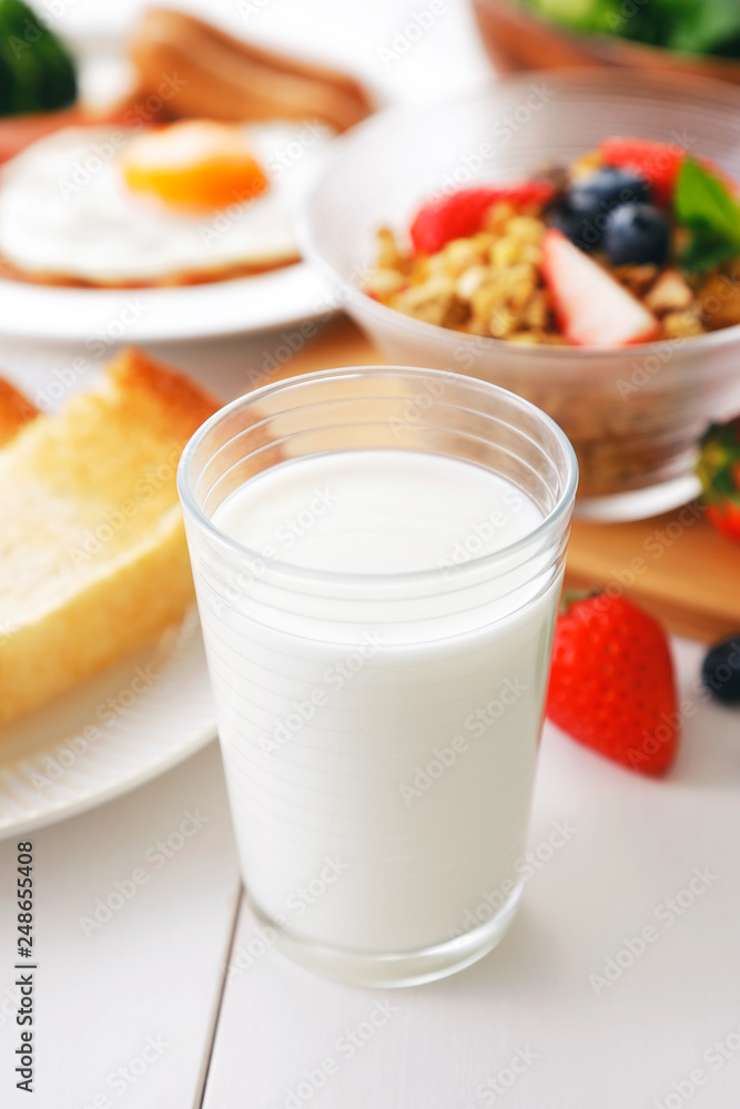 牛乳 朝食イメージ Milk and breakfast image 牛乳 朝食イメージ Milk and breakfast image