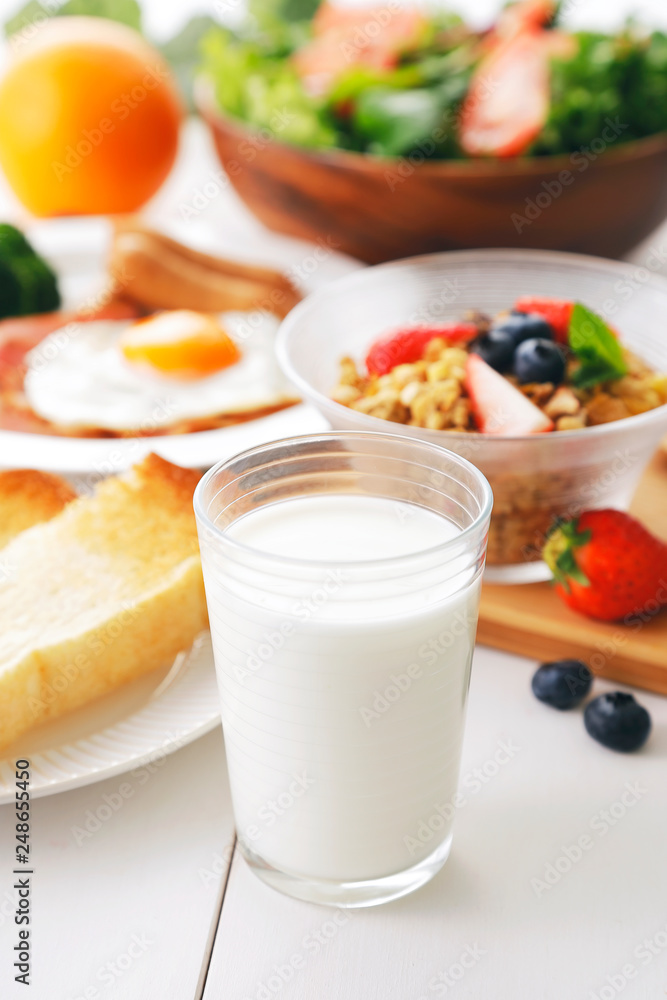 牛乳 朝食イメージ Milk and breakfast image 牛乳 朝食イメージ Milk and breakfast image