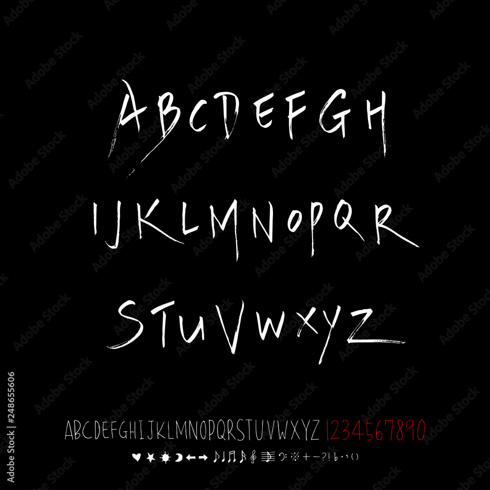 Obraz premium 벡터 문자 / 손으로 쓴 글씨체