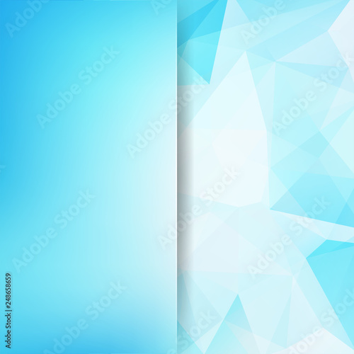 Abstract mosaic background. Blur background. Triangle geometric background. Design elements. Vector illustration. Blue, white colors.