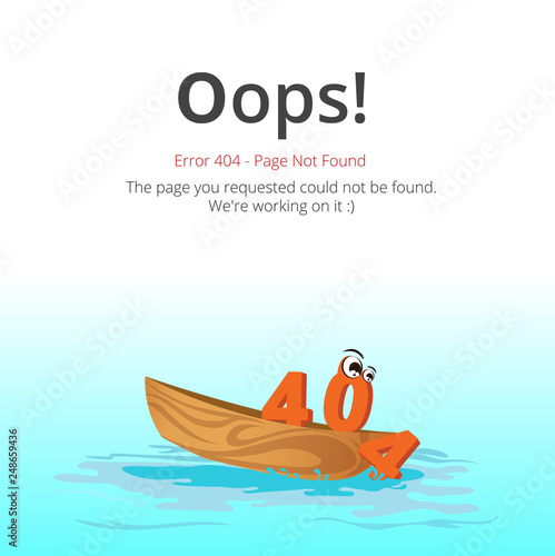 Error 404 page layout vector design. Website 404 page creative concept. The page you requested could not be found. Oops 404 error page.