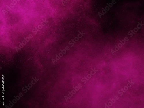 Fog or smoke, glowing pink in dark space.