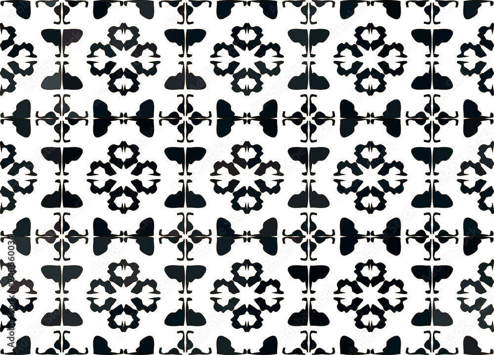 A background with a black vegetable ornament on a white background for the design of a ceramic tile