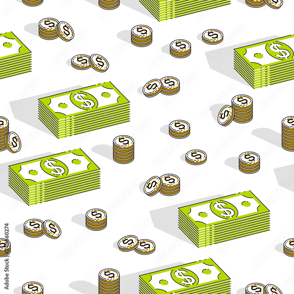 Money cash seamless background, backdrop for financial business website or  economical theme ads and information, dollar currency money signs, vector  wallpaper or web site background. Stock Vector | Adobe Stock
