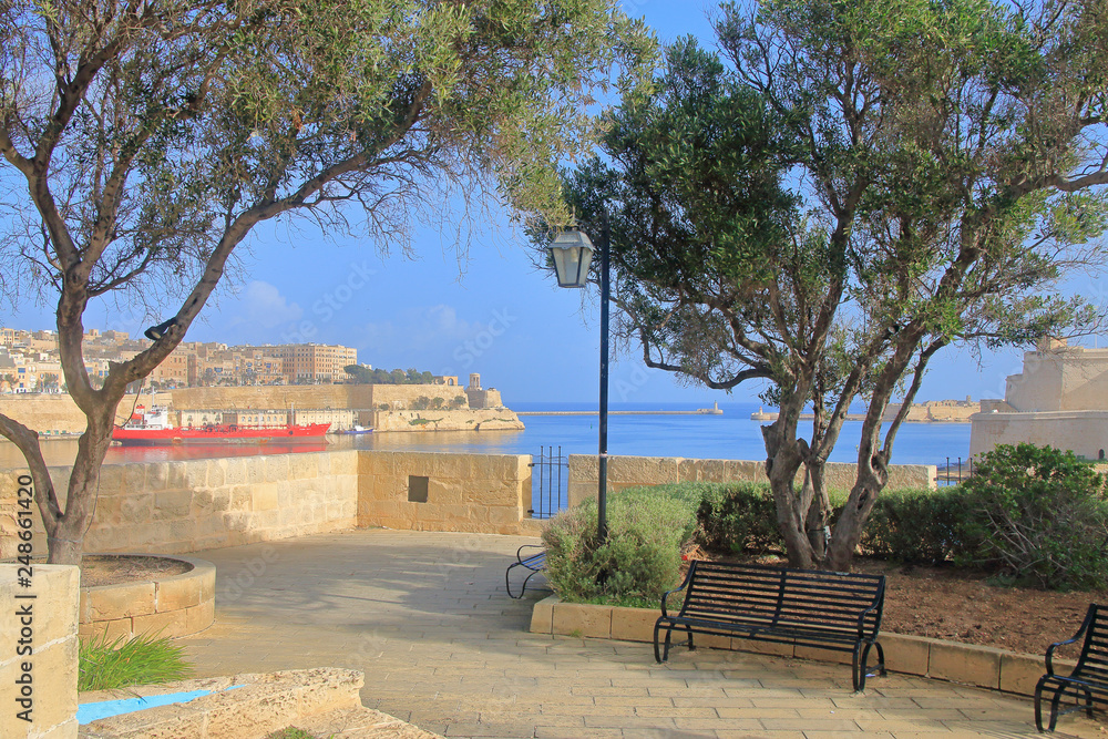 Mediterranean landscape on the coast of the city of Valletta on the island of Malta. Mediterranean landscape on the coast of the city of Valletta on the island of Malta.