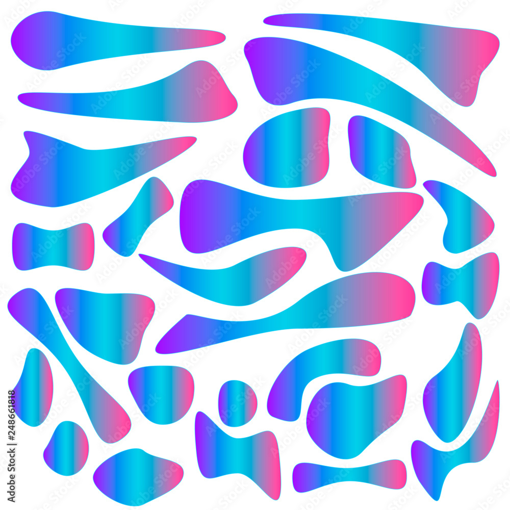 Fototapeta premium Set of trendy futuristic liquid abstract shapes gradient elements layout template. Vector eps 10 illustration.
