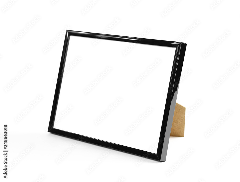 Black photo frame. Close up. Isolated on white background