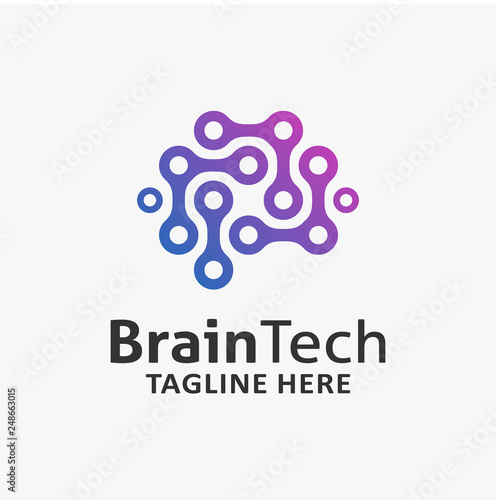 Brain tech logo design