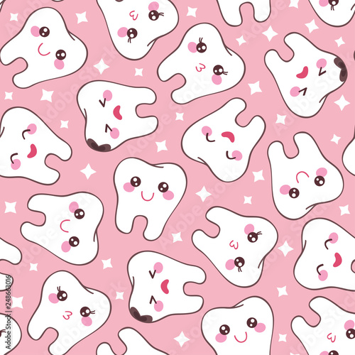 pink seamless pattern with teeth - vector illustration, eps