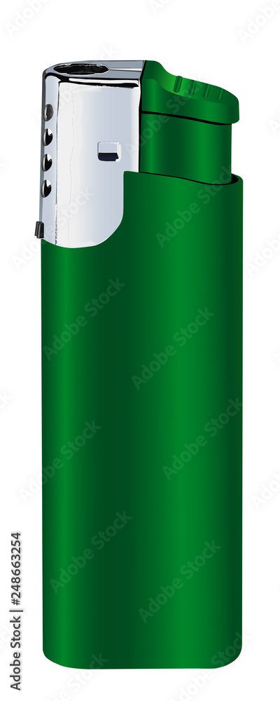 green cigarette lighter isolated on white background, mockup green cigarette lighter isolated on white background, mockup