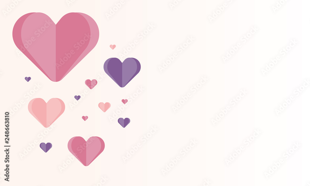 Happy Valentines Day. A holiday of love. Cute and beautiful illustration with color hearts. The traditional time for romantic dates, as well as shopping on sales. Free space for text. Postcard, poster Happy Valentines Day. A holiday of love. Cute and beautiful illustration with color hearts. The traditional time for romantic dates, as well as shopping on sales. Free space for text. Postcard, poster