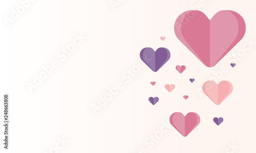 Happy Valentines Day. A holiday of love. Cute and beautiful illustration with color hearts. The traditional time for romantic dates, as well as shopping on sales. Free space for text. Postcard, poster