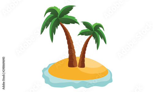Palm Trees  Island and Sea Vector