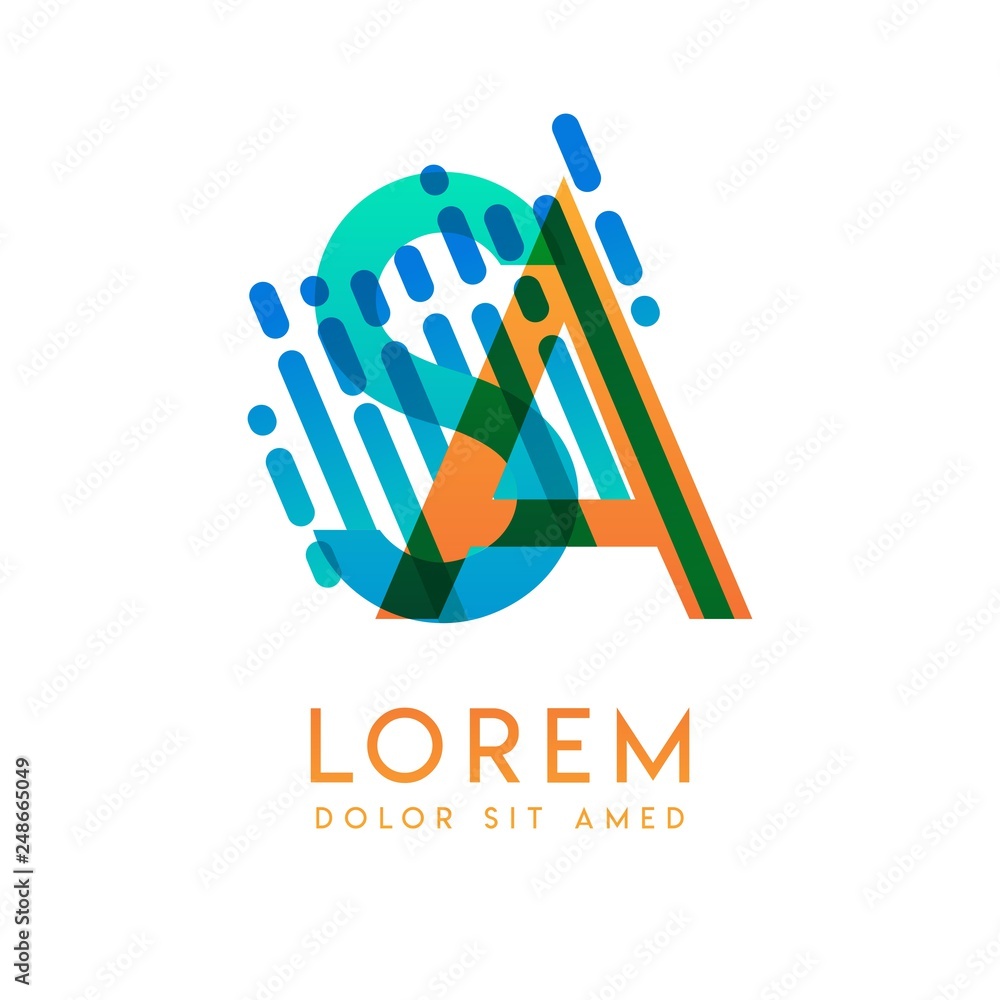 Fototapeta premium SA logo with the theme of galaxy speed and style that is suitable for creative and business industries. AS Letter Logo design for all webpage media and mobile, simple, modern and colorful.