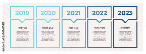 Business infographics with 5 steps, options. Vector template. Editable line.