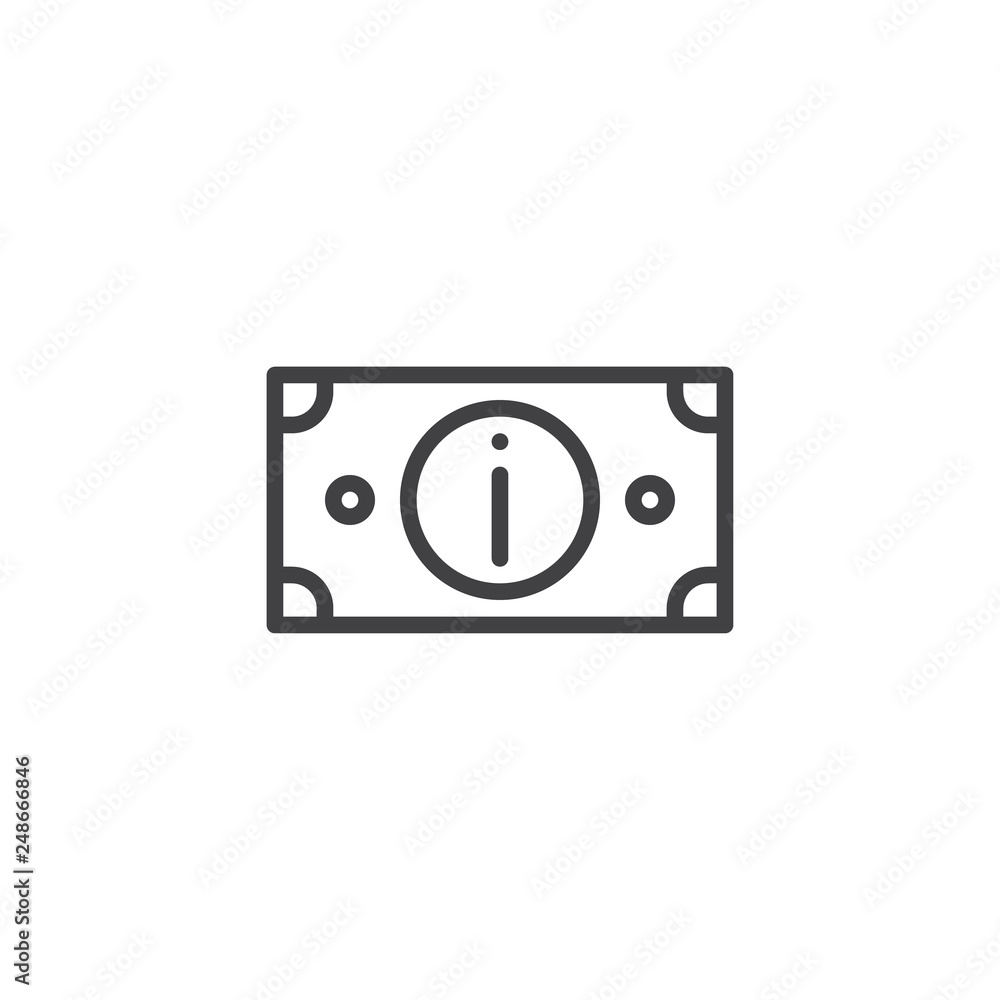 Paper money bill line icon. linear style sign for mobile concept and web design. Banknote outline vector icon. Symbol, logo illustration. Pixel perfect vector graphics