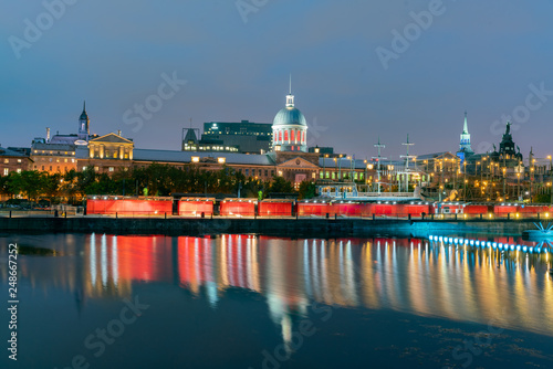 Twilight view of the Montreal skyline with Bonsecours Market photo