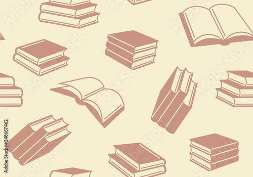 Seamless pattern with open and closed books. Vector background