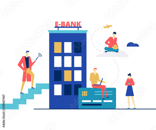 E-banking concept - flat design style colorful illustration