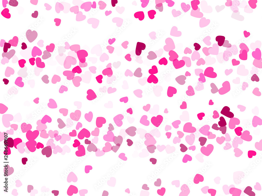 Hearts confetti flying vector background graphic design.