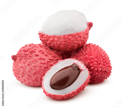 lychee, clipping path, isolated on white background, full depth of field photo