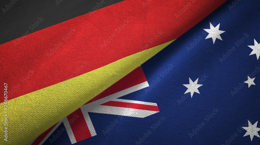 Germany and Australia two flags textile cloth, fabric texture Germany and Australia two flags textile cloth, fabric texture
