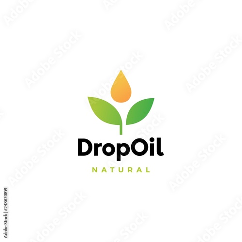 drop oil leaf logo vector icon illustration