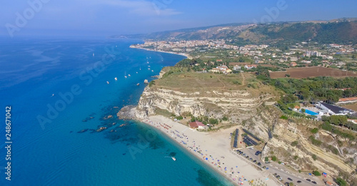 Aerial view of Tropea coasline in Calabria, Italy