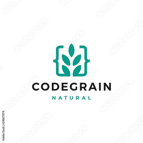 code grain leaf leaves logo vector for web front back end developers