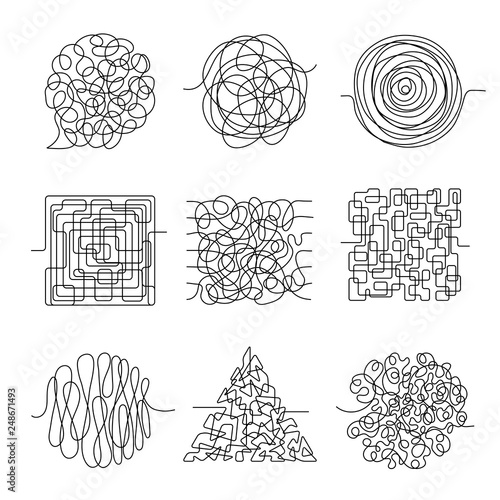 Chaos lines. Scribble messy shape threading pattern vector abstract forms. Chaos line, messy scribble, curve tangle illustration