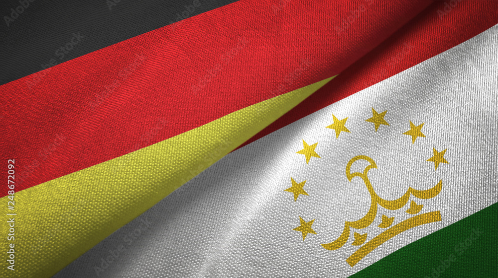 Germany and Tajikistan two flags textile cloth, fabric texture Germany and Tajikistan two flags textile cloth, fabric texture